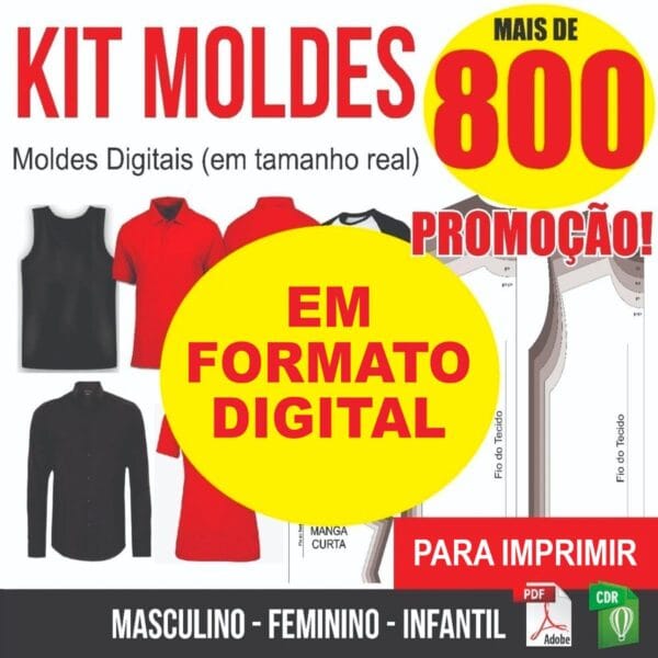 Kit +800 Moldes De Roupas Pronto Para Imprimir