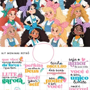 Kit Artes Digitais Em Png Tema Meninas Retro Vintage 2