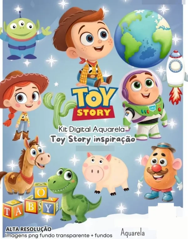 Kit Artesanal Toy Story Aquarela - Arquivo em PNG Ideal