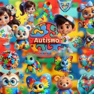 Kit Autismo 3d Png Para Scrapbooking E Paper Crafts