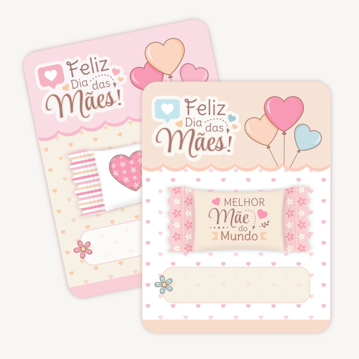 Kit Digital Dia das Mães com Artes Aquarela para Balinhas 1 Duas artes digitais para o Dia das Mães com corações, balões e doces temáticos.