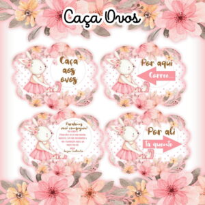Kit Caça aos Ovos Páscoa para Imprimir com Coelhinha 13 kit caca aos ovos pascoa para imprimir arquivo digital pdf