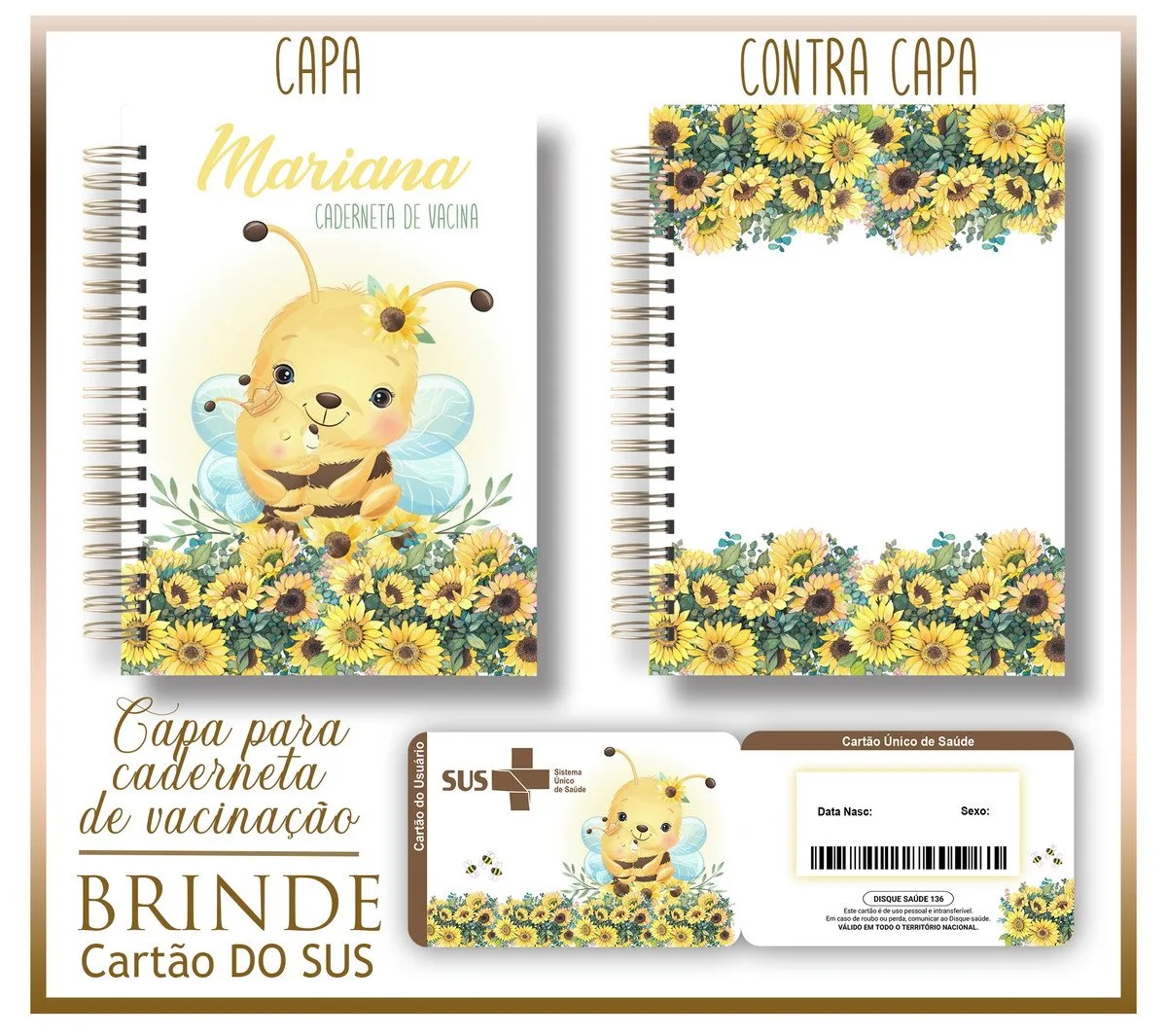 Kit Capa e Cartão Sus Abelhinha - Arquivo Digital 1 Kit Capa e Cartão Sus Abelhinha - Arquivo Digital
