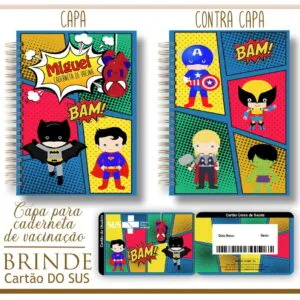 Kit Capa e Cartão Sus Super Heróis - Arquivo Digital