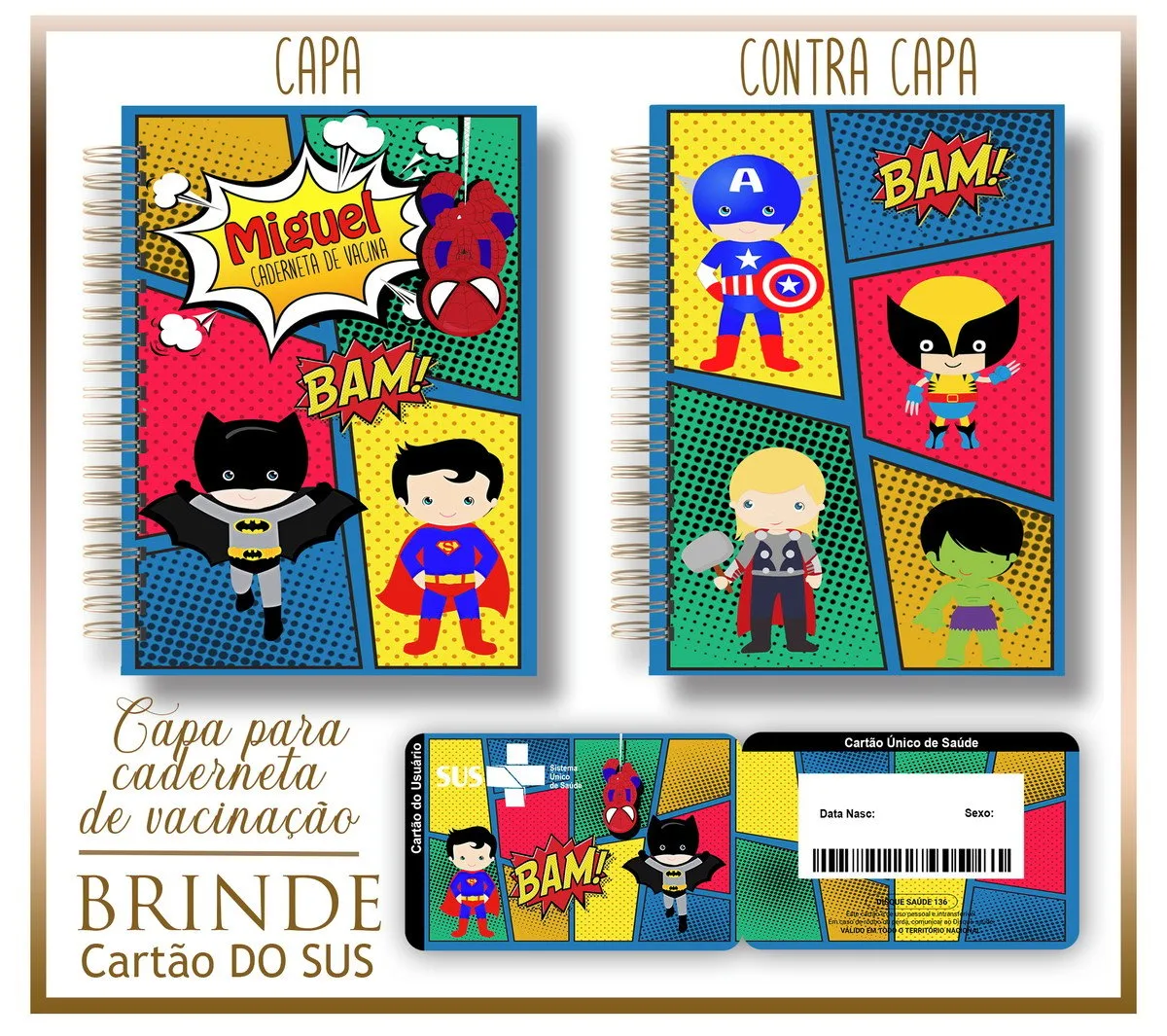 Kit Capa e Cartão Sus Super Heróis - Arquivo Digital 1 Kit Capa e Cartão Sus Super Heróis - Arquivo Digital