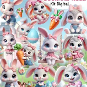 Kit Coelhinha Rosa Png Para Sublimacao E Personalizados 2