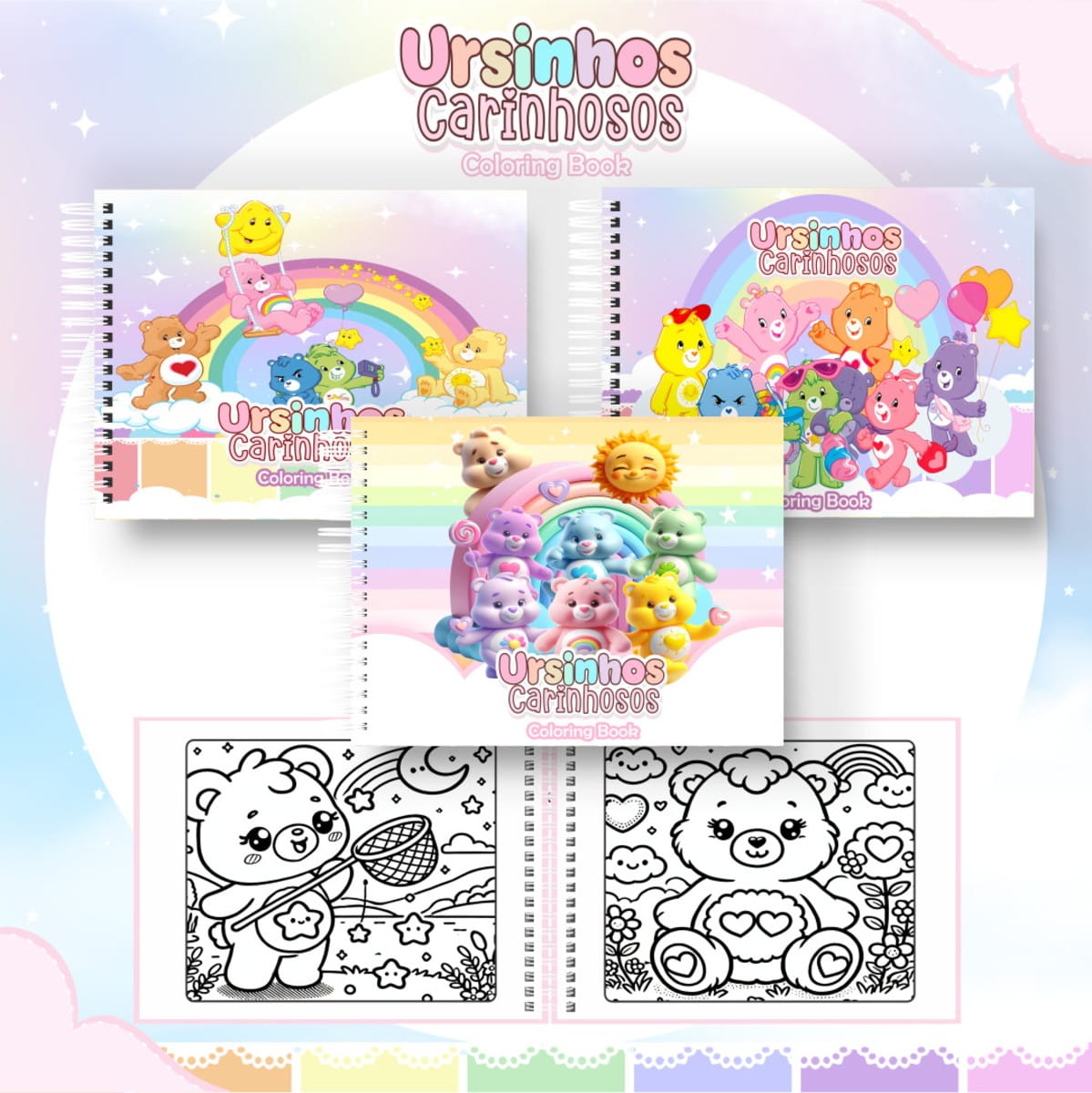 Kit Colorindo Book Ursinhos Carinhosos para imprimir 1 Colorindo Book Ursinhos Carinhosos Arquivo Digital