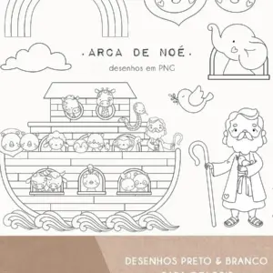 Kit Com Desenhos Da Arca De Noe Para Colorir Em Png 2