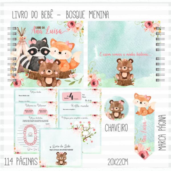 Kit Completo do Bebê Bosque Menina - Arquivo Digital