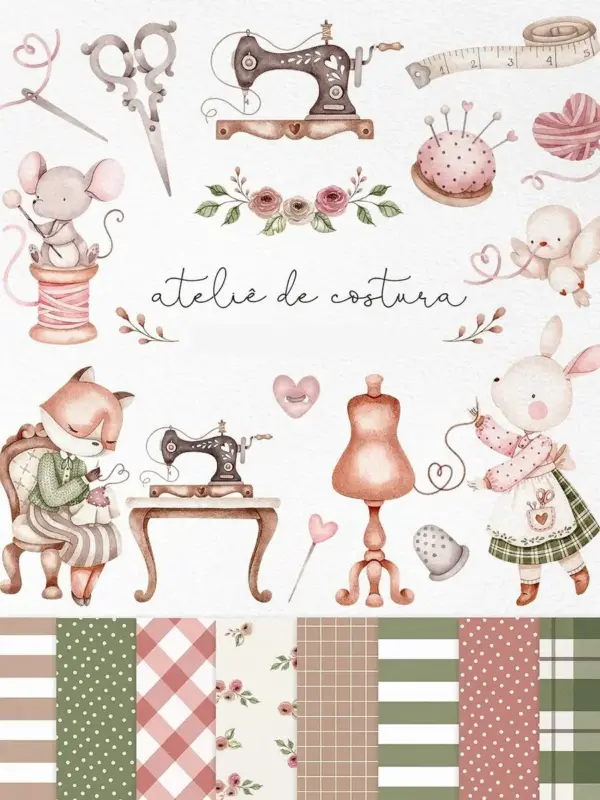 Kit Criativo Atelie De Costura Png Para Projetos Personalizados