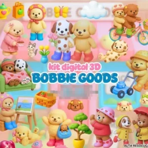 Kit Criativo Bobbie Goods 3D em PNG para Artesanato