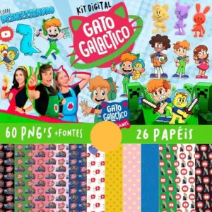 Kit Criativo Gato Galatico para Scrapbooking Digital