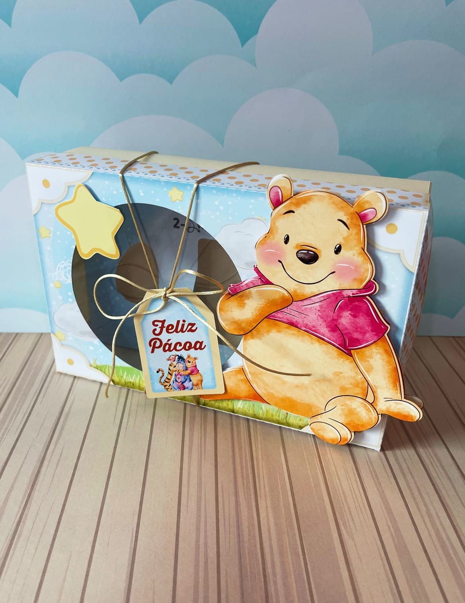 Kit da Caixa de Páscoa Ursinho Pooh para Corte e Impressão 3 Mini Confeiteiro Ursinho Pooh Arquivo Digital 3