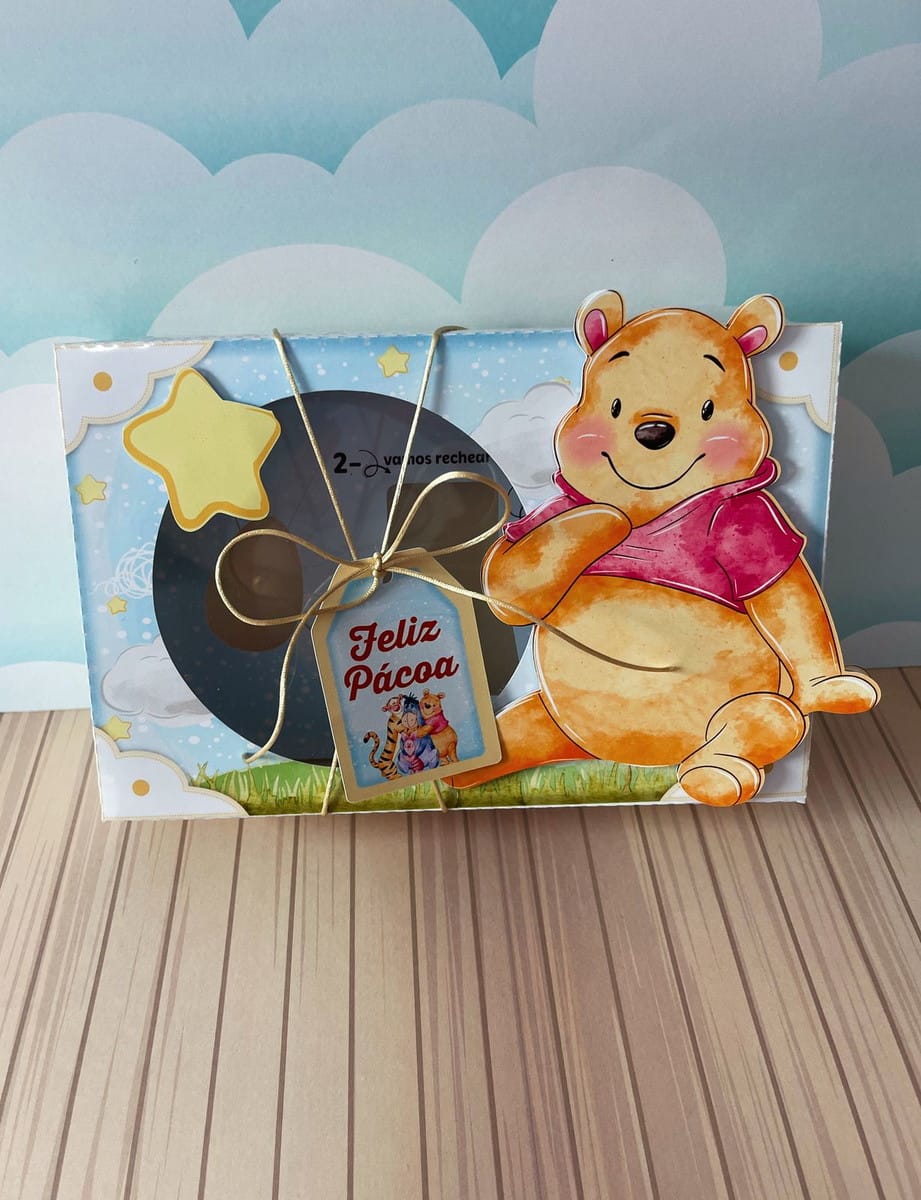 Kit da Caixa de Páscoa Ursinho Pooh para Corte e Impressão 4 Mini Confeiteiro Ursinho Pooh Arquivo Digital 4