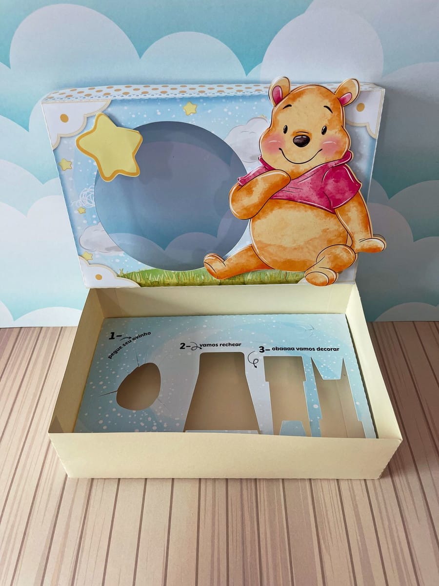 Kit da Caixa de Páscoa Ursinho Pooh para Corte e Impressão 5 Mini Confeiteiro Ursinho Pooh Arquivo Digital 5