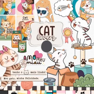 Kit de Arte Digital Pet Lovers - Motivos Caninos e Felinos