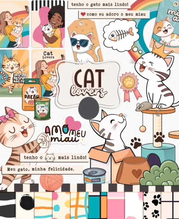 Kit de Arte Digital Pet Lovers - Motivos Caninos e Felinos