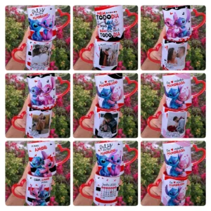 Kit de Arte para Sublimação de Canecas Tema Stitch Namorados