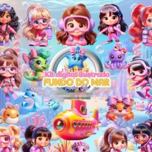 Kit De Estampas Fundo Do Mar Rosa Em Png