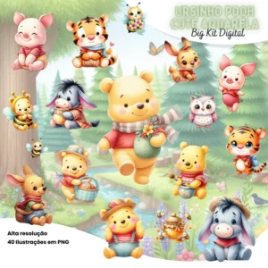 Kit de Imagens Ursinho Pooh para Personalizados PNG