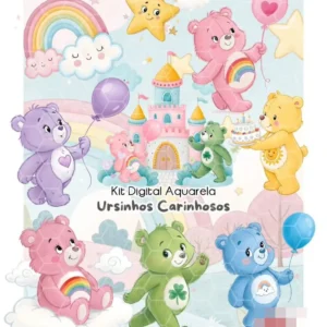 Kit de Imagens Ursinhos Carinhosos Estilo Aquarela