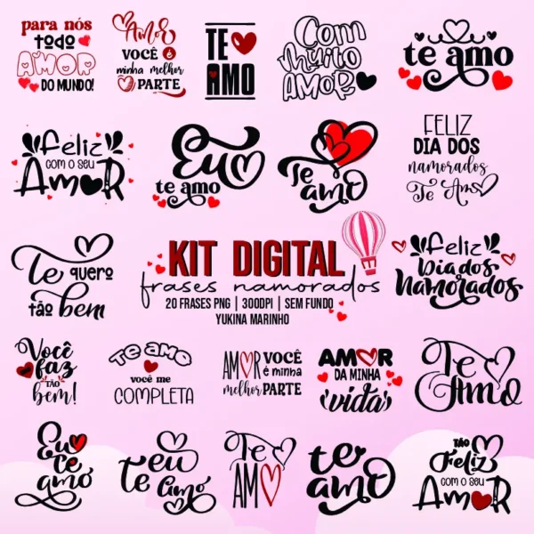 Kit de Sublimação Amorosa – Frases e Mãos para Personalizados