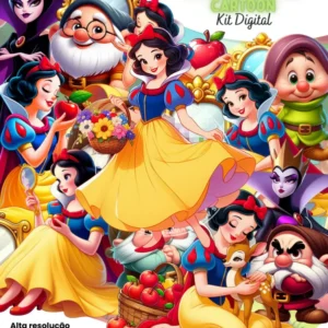 Kit Desenhos Branca de Neve Cartoon para Sublimação