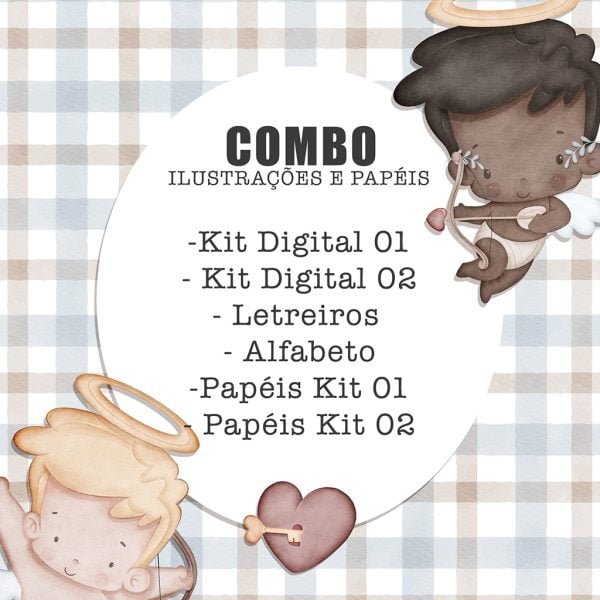 Kit Digital Anjinhos Namorados Scrapbook Personalizados