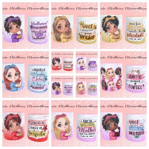 Kit Digital Artes Canecas Dia das Mulheres Frases