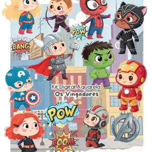 Kit Digital Avengers Aquarelado PNG Imagens Transparentes