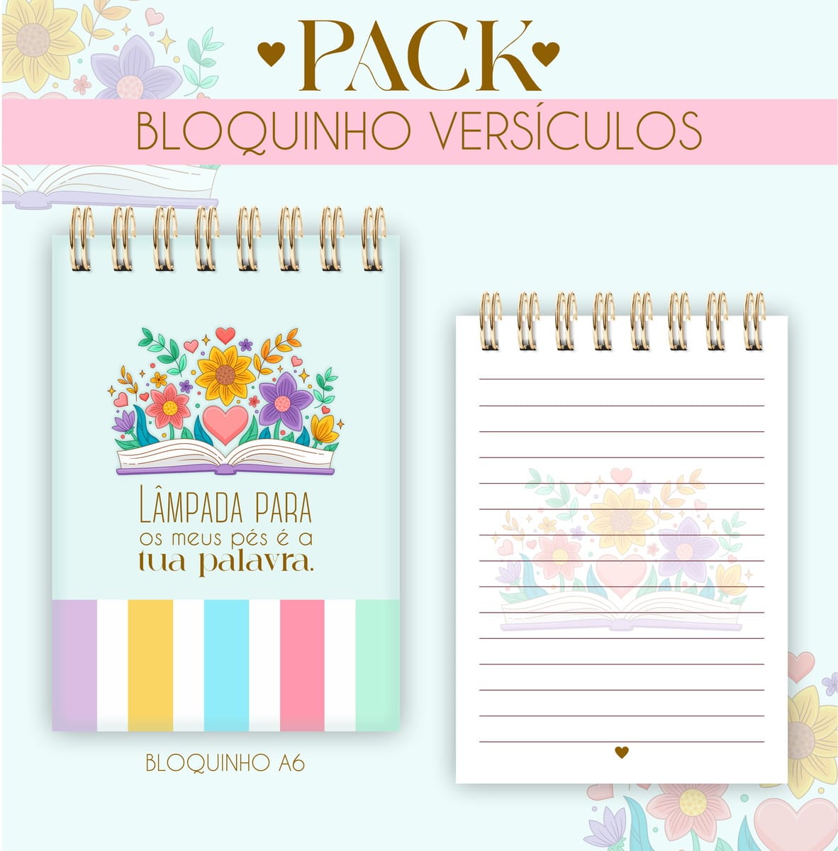 Kit Digital Bloquinhos Versiculos Floral Aquarela Completo 2 Kit Digital Bloquinhos Versiculos Floral Aquarela Completo - Imagem 2