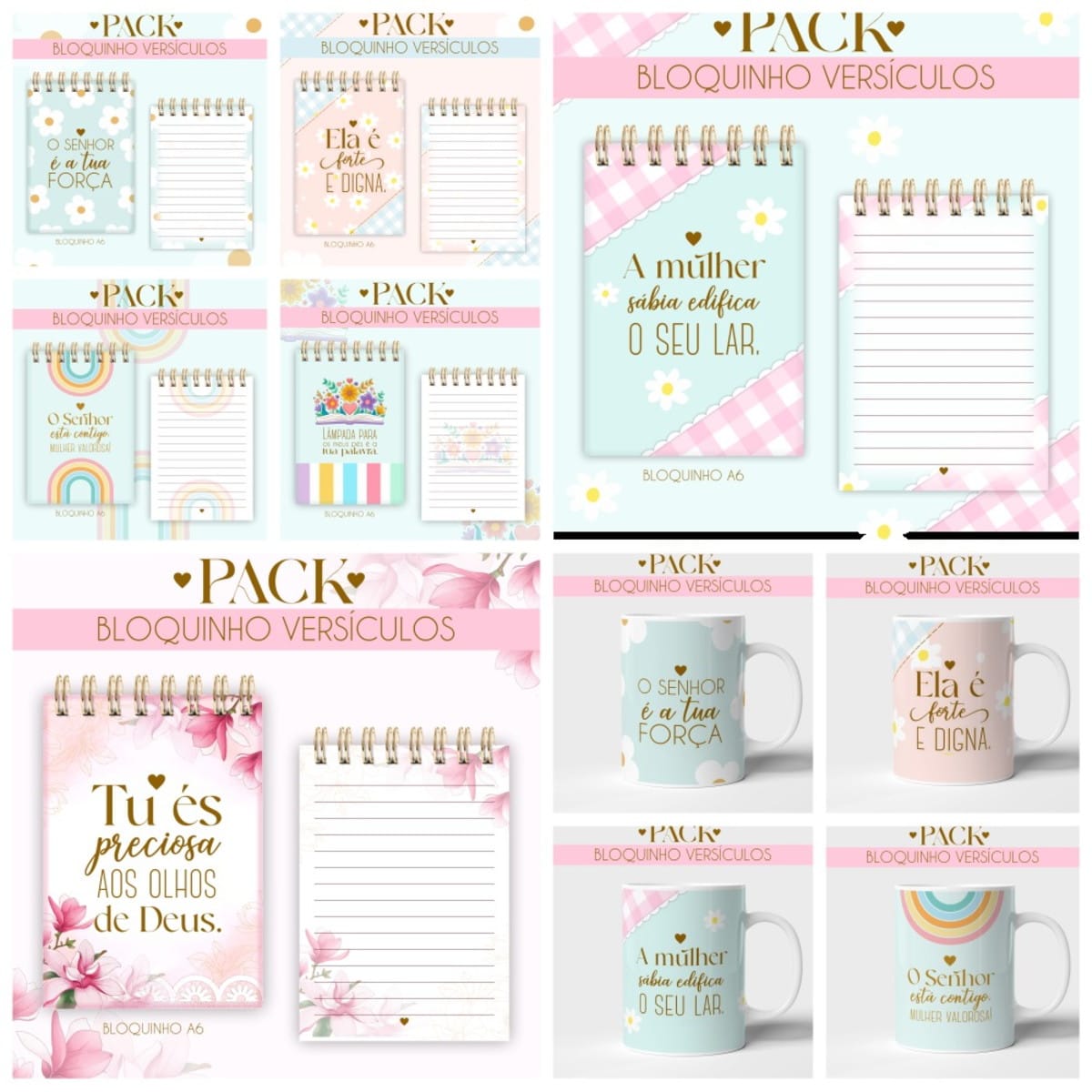 Kit Digital Bloquinhos Versiculos Floral Aquarela Completo 1 Kit Digital Bloquinhos Versiculos Floral Aquarela Completo