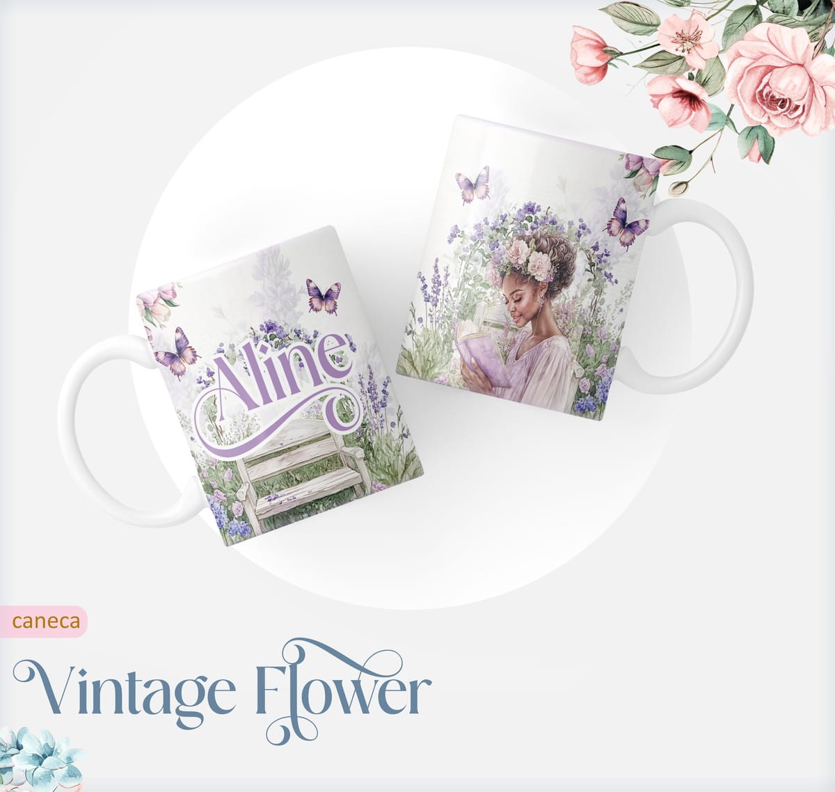 Kit Digital Caderno Pautado Vintage Floral para Encadernação 3 Caderno Pautado Vintage Flower 06 Arquivos Encadernacao 3 1
