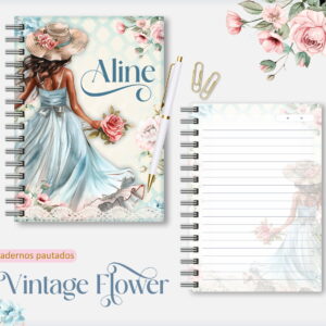 Caderno Pautado Vintage Flower Arquivos Encadernacao