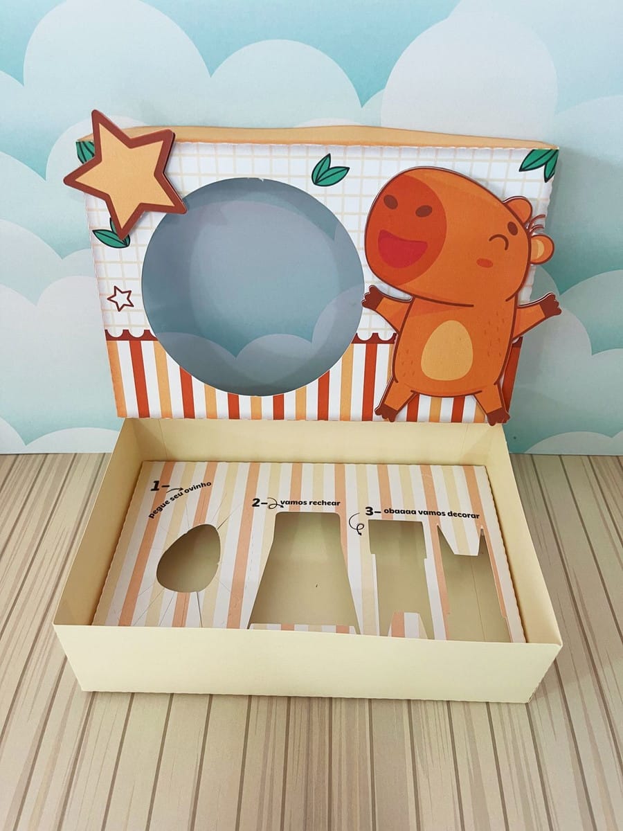 Kit digital caixa de Páscoa capivara mini confeiteiro 2 Mini Confeiteiro Capivara Arquivo Digital 2