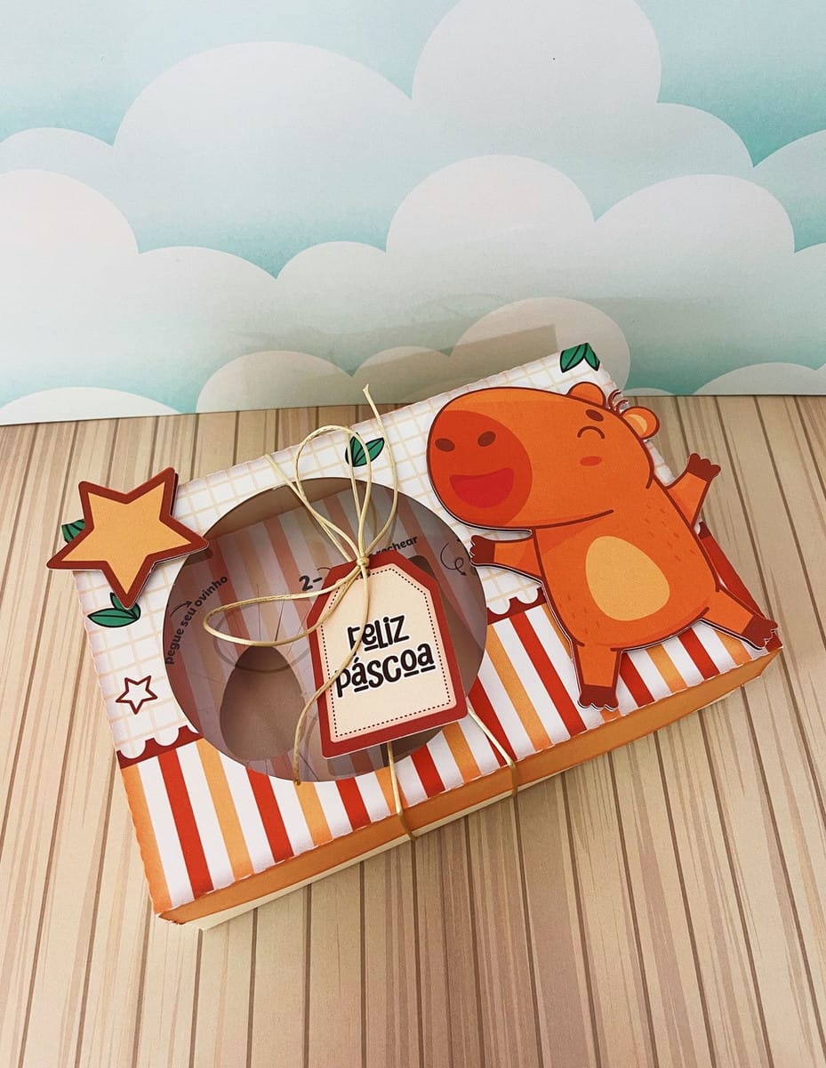 Kit digital caixa de Páscoa capivara mini confeiteiro 3 Mini Confeiteiro Capivara Arquivo Digital 3