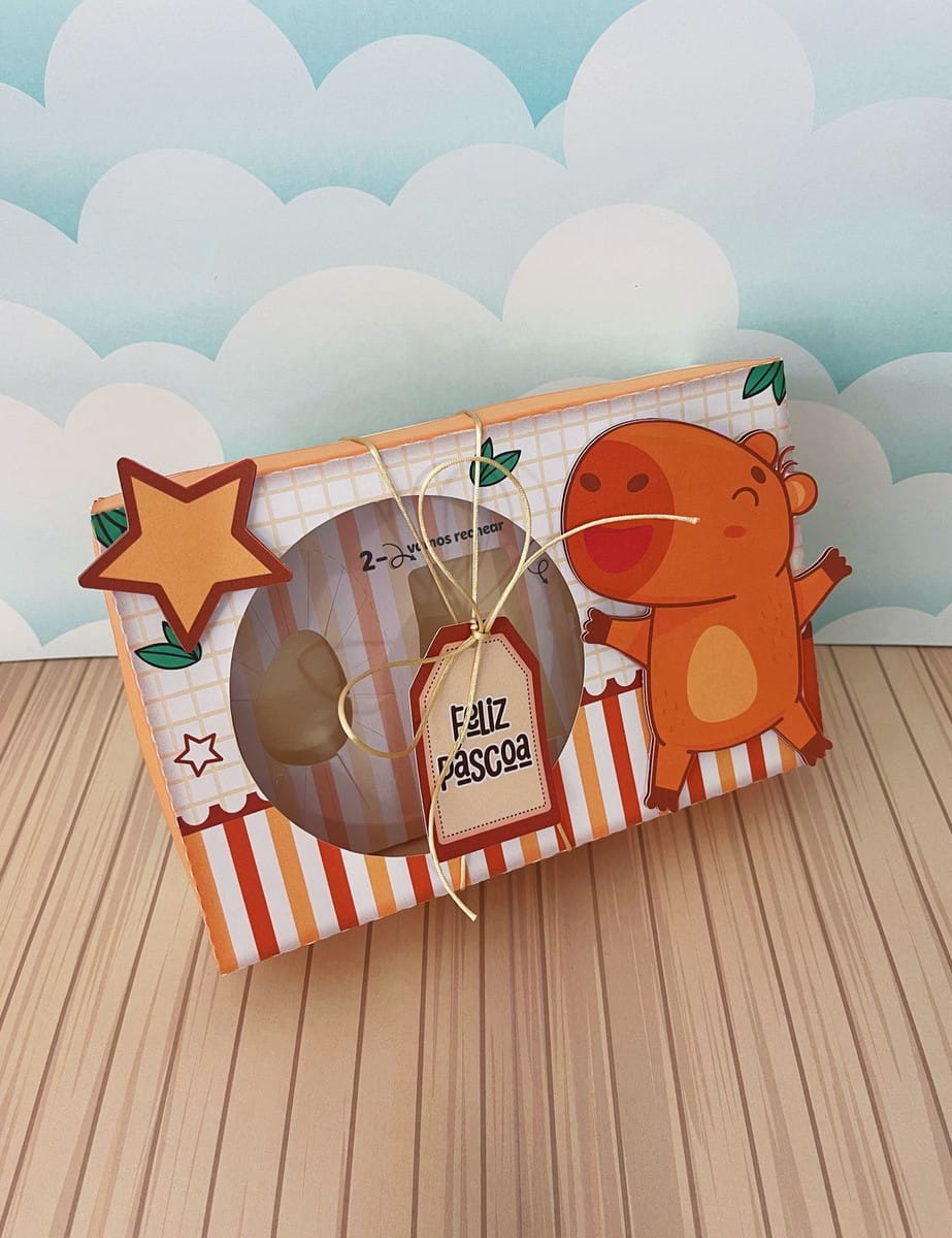 Kit digital caixa de Páscoa capivara mini confeiteiro 4 Mini Confeiteiro Capivara Arquivo Digital 4