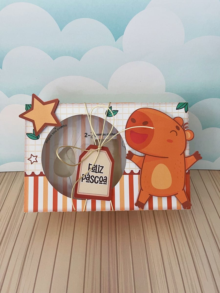 Kit digital caixa de Páscoa capivara mini confeiteiro 5 Mini Confeiteiro Capivara Arquivo Digital 5