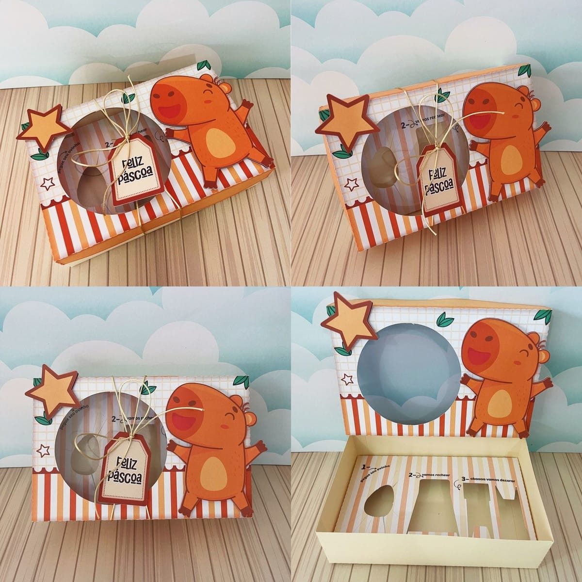 Kit digital caixa de Páscoa capivara mini confeiteiro 1 Mini Confeiteiro Capivara Arquivo Digital