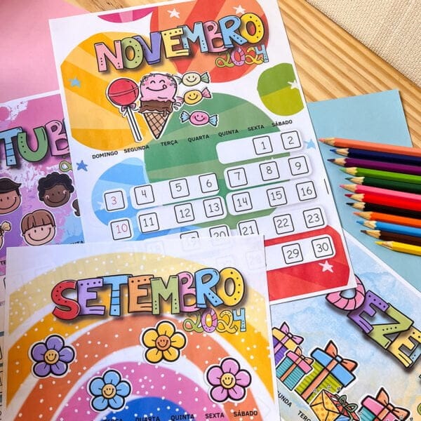 Kit Digital Calendário Infantil 2024 Pedagógico Lúdico