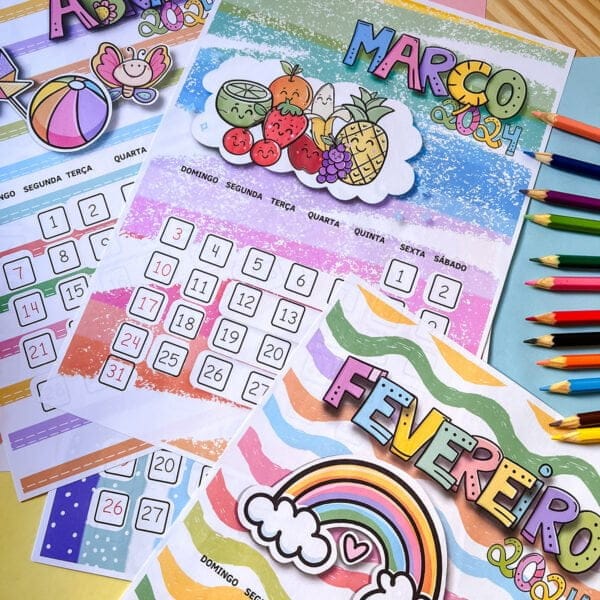 Kit Digital Calendário Infantil 2024 Pedagógico Lúdico