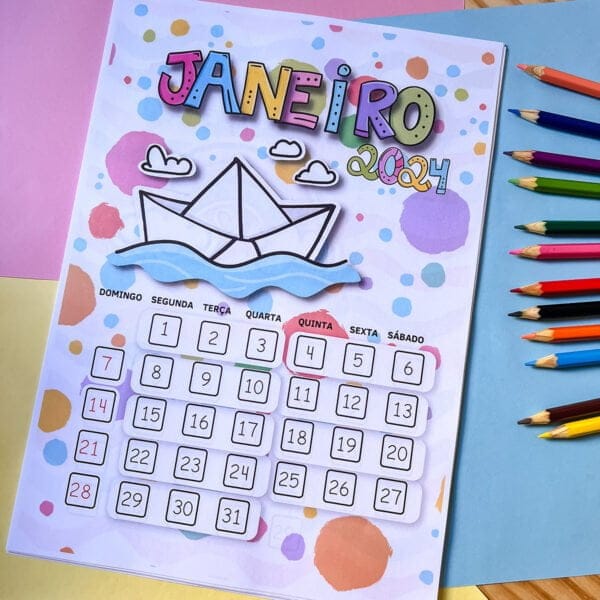 Kit Digital Calendário Infantil 2024 Pedagógico Lúdico