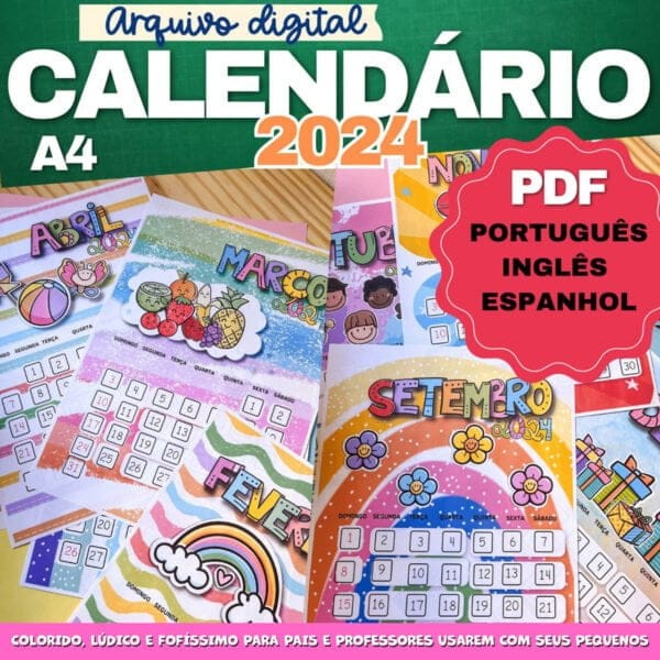 Kit Digital Calendário Infantil 2024 Pedagógico Lúdico