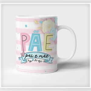 kit digital caneca pai e mae aquarela floral para sublimacao