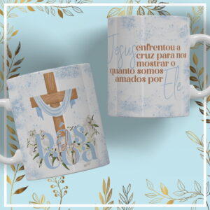 kit digital caneca pascoa religiosa png e coreldraw