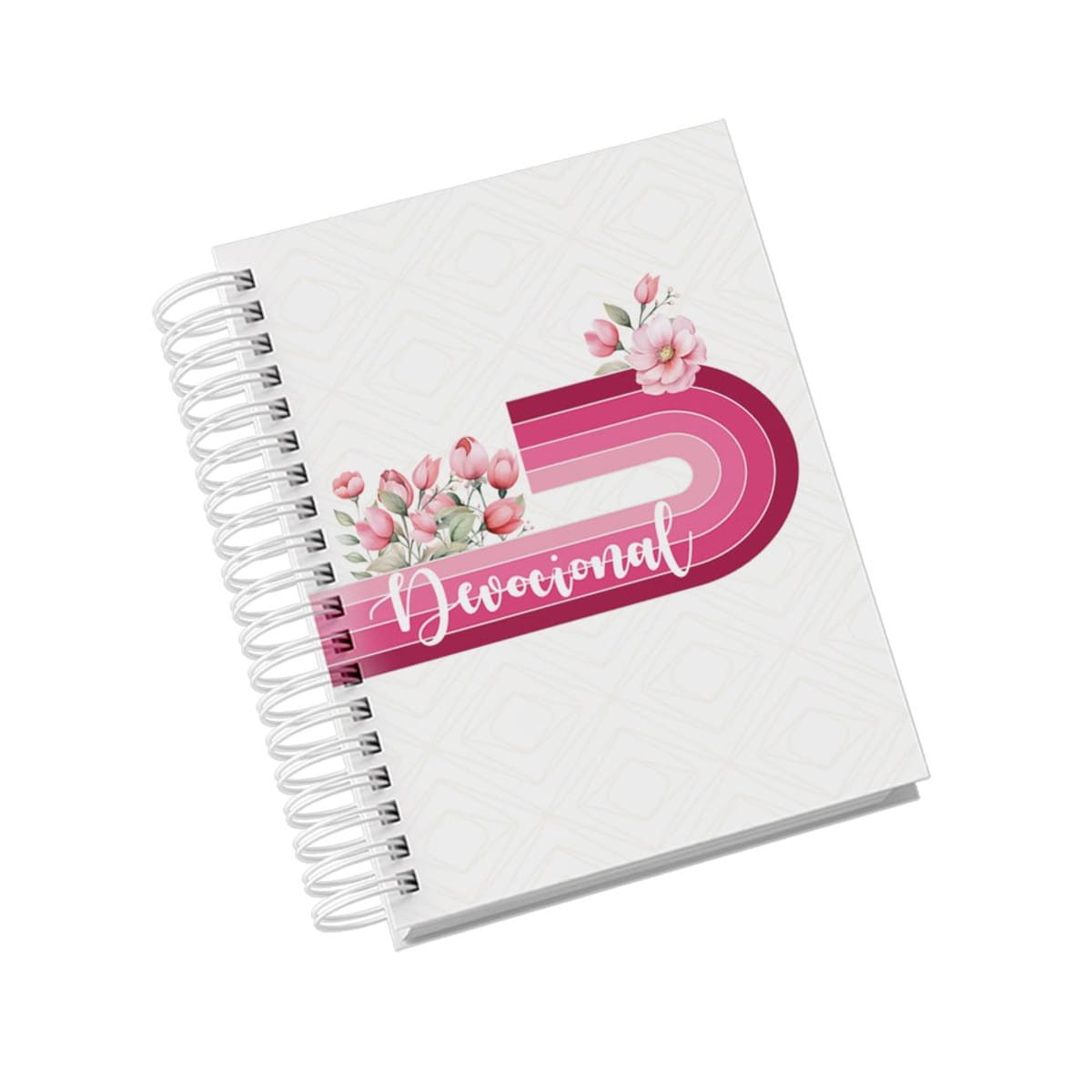 Kit Digital Capas Encadernação Devocional Floral PNG 3 Arte digital de capa devocional com arco-íris rosa e flores.