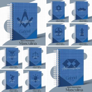 kit digital capas profissoes masculinas linho azul
