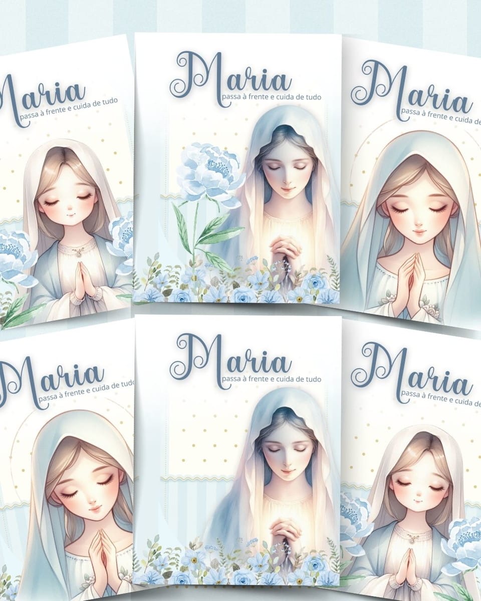 Kit Digital Capas Virgem Maria PNG A5 e A4 para Cadernos 2 Pack Capas Virgem Maria Arquivo Digital 2