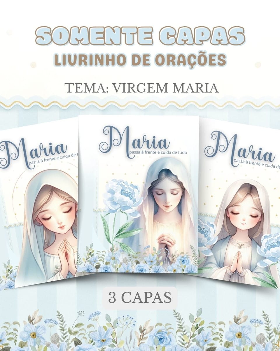Kit Digital Capas Virgem Maria PNG A5 e A4 para Cadernos 1 Pack Capas Virgem Maria Arquivo Digital