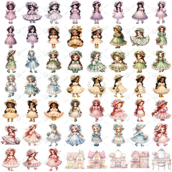 Kit Digital Casinha de Bonecas Sarah Kay 3D Ilustrações Png